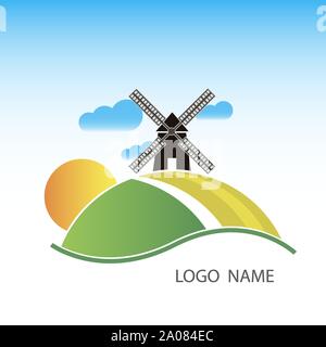 Vector Illustration Logo mit einer Mühle. Stock Vektor