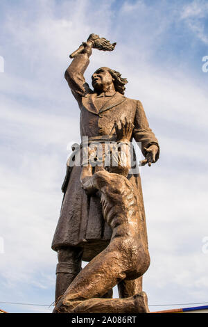 Die Statue von Miguel Hidalgo y Costilla in Tlaquepaque, in der Nähe von Guadalajara, Jalisco, Mexiko. Stockfoto