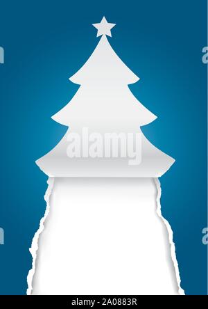 Papier Weihnachtsbaum, Grußkarte Hintergrund. Abbildung: Papier silhouette Fichte. Für Ihren Text oder Bild. Vektor zur Verfügung. Stock Vektor