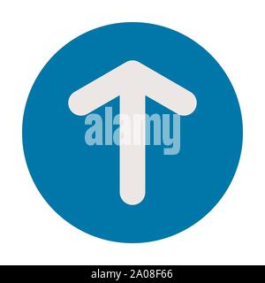 Flache Symbol Pfeil nach oben Symbol vektor Kreis blauen Hintergrund Vektor. Stock Vektor