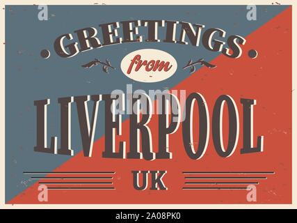 Vintage Touristische Karte - Liverpool, UK-Vector EPS 10. Grunge Effekte kann leicht für ein brandneues, sauber Zeichen entfernt werden. Stock Vektor