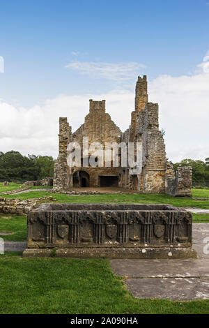 Egglestone Ruinen der Abtei aus dem 12. Jahrhundert in der Nähe von Barnard Castle, County Durham, UK dating Stockfoto