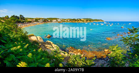 Panoramablick auf La Fosca Bucht. Palamos, Provinz Girona, Katalonien, Spanien. Stockfoto