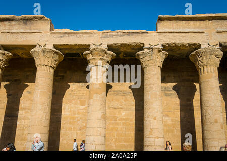 Spalten in den Tempel von Edfu. Ägypten. Afrika Stockfoto