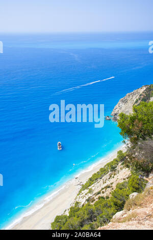 Berühmte Egremnoi Strand in Lefkada Insel, Griechenland. Stockfoto