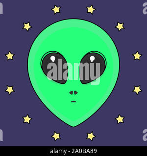 Alien Kopf In einem Sterne Kreis Stockfoto