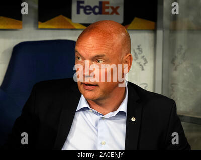 Kiew, Ukraine. 19 Sep, 2019. Uwe Rosler, Head Coach von Malmö FF, während des 2019/2020 UEFA Europa League Fußball Tag 1 Spiel, zwischen schwedischen Malmö FF und Ukrainischen FC Dynamo Kiew, an der NSC Olimpiyskiy Stadion. (Final Score: Dynamo Kiew 1-0 Malmö FF) Credit: SOPA Images Limited/Alamy leben Nachrichten Stockfoto