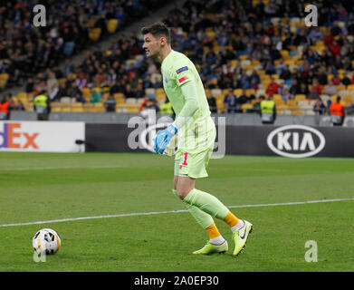 Kiew, Ukraine. 19 Sep, 2019. Torwart Denys Bojko von Dynamo Kiew in Aktion während der 2019/2020 UEFA Europa League Fußball Tag 1 Spiel, zwischen schwedischen Malmö FF und Ukrainischen FC Dynamo Kiew, an der NSC Olimpiyskiy Stadion. (Final Score: Dynamo Kiew 1-0 Malmö FF) Credit: SOPA Images Limited/Alamy leben Nachrichten Stockfoto