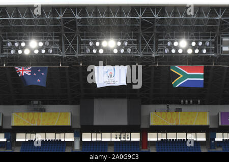 Allgemeine Ansicht der Schulung der Südafrika Captain's Laufen vor der 2019 Rugby World Cup pool B Spiel gegen Neuseeland im International Stadium Yokohama Yokohama, Kanagawa, Japan am 20. September 2019. Foto von Tadashi Miyamoto Stockfoto