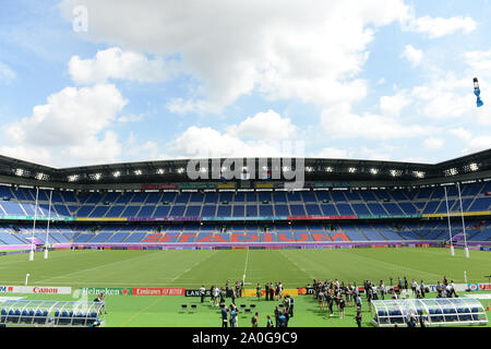 Allgemeine Ansicht des Stadions während der Schulung die Südafrika Captain's Laufen vor der 2019 Rugby World Cup pool B Spiel gegen Neuseeland im International Stadium Yokohama Yokohama, Kanagawa, Japan am 20. September 2019. Foto von Tadashi Miyamoto Stockfoto