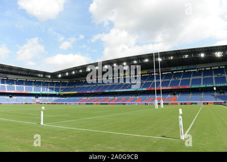 Allgemeine Ansicht des Stadions während der Schulung die Südafrika Captain's Laufen vor der 2019 Rugby World Cup pool B Spiel gegen Neuseeland im International Stadium Yokohama Yokohama, Kanagawa, Japan am 20. September 2019. Foto von Tadashi Miyamoto Stockfoto