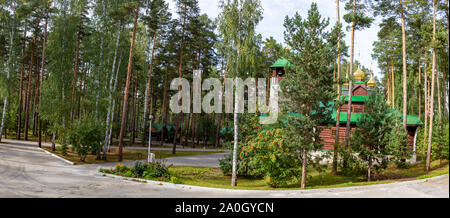 Ganina Yama Ganyas Pit-Komplex von Holz- orthodoxen Kirchen an die Begräbnisstätte des letzten russischen Zaren in der Nähe von Jekaterinburg, Russland Stockfoto
