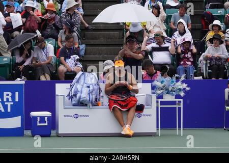 Osaka, Japan. 20 Sep, 2019. Angelique Kerber (GER), 20. September 2019 - Tennis: Viertelfinale im ITC Utsubo Tennis Center während 2019 TORAY PAN PACIFIC OPEN Tennis Turnier in Osaka, Japan. Credit: SportsPressJP/LBA/Alamy leben Nachrichten Stockfoto