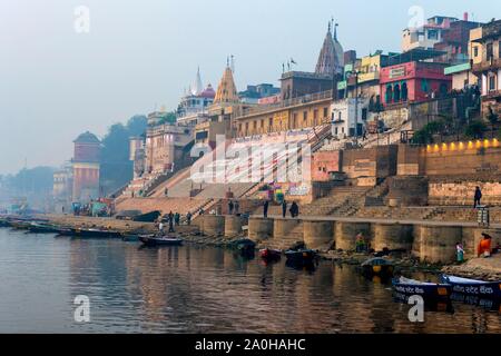 Jain Ghat, Varanasi, Uttar Pradesh, Indien Stockfoto