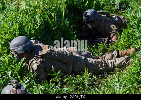 Yamato, Japan. 19 Sep, 2019. US-Armee Soldaten in den Vereinigten Arabischen Emiraten gemeinsamen militärischen Einsatz "Orient Shield 2019' und Oyanohara Military Base in Japan. Yamato, 19.09.2019 | Verwendung der weltweiten Kredit: dpa/Alamy leben Nachrichten Stockfoto