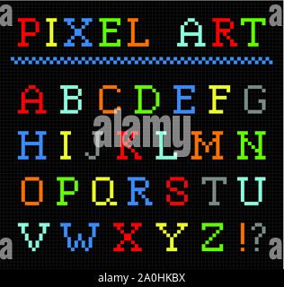 Pixel-art Farbe Font. Vektor einrichten von Buchstaben Stock Vektor