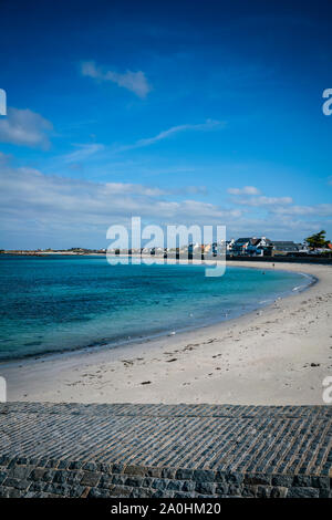 Schönen sonnigen Cobo Bay an der Westküste der Insel Guernsey Kanalinseln, Großbritannien. Stockfoto