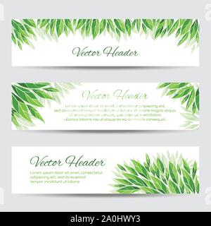 Vektor Header mit grünen Blättern Stock Vektor