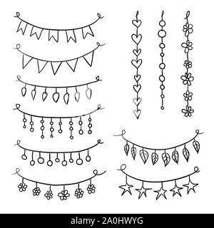 Satz von Hand gezeichnet Vektor Girlanden Stock Vektor