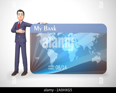 Business Kreditkarte Zahlungen Icon zeigt Trade Finance. Verwendung von Kunststoff für Einkäufe und Ausgaben - 3D-Darstellung Stockfoto