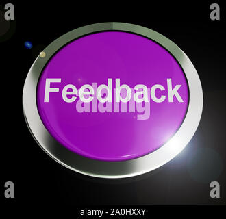 Feedback Konzept Symbol bedeutet, eine Antwort wie Kritik oder Bewertung. Eine Stellungnahme oder eine Bewertung über ein Produkt oder eine Dienstleistung - 3 Abbildung d Stockfoto