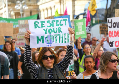 Das globale Klima Streik Protest, Birmingham, Großbritannien Stockfoto