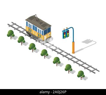 Isometrische Straßenbahn metro Urban Stock Vektor