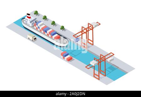 Isometrische Stadt industrielle Dock Stock Vektor