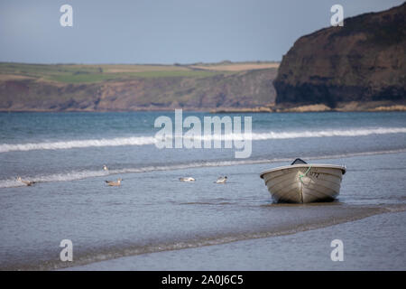 BROAD HAVEN, PEMBROKESHIRE/UK - 14. SEPTEMBER: Boot Strände an der Broad Haven Pembrokeshire am 14. September 2019 Stockfoto