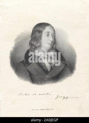 Porträt von George Sand. Gravur des 19. Jahrhunderts. Stockfoto