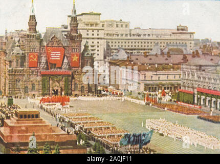 All-unions-Parade der Athleten in Moskau am 12. August 1945. Stockfoto