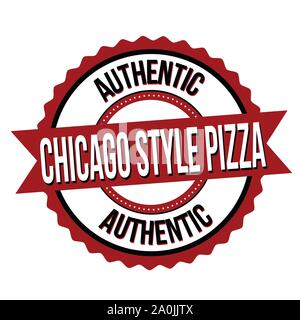 Chicago Stil Pizza Aufkleber oder Sticker auf weißem Hintergrund, Vector Illustration Stock Vektor