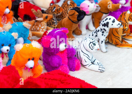 Teddybären in den lokalen Markt, Puttaparthi, Indien. Close-up Stockfoto