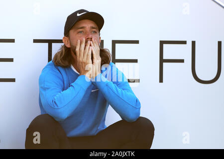 England's Tommy Fleetwood bei Tag zwei der BMW PGA Championship in Wentworth Golf Club, Surrey. Stockfoto