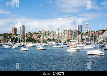 Sydney, Australien - 10. März 2017. Blick auf Yachten und Boote in der Rushcutters Bay in Sydney, Australien. Stockfoto