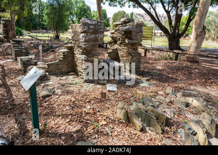 Gundagai, New South Wales, Australien - 11. März 2017. Ruinen von Joseph Carberry Inn in Gundagai. Das Inn wurde von Joseph und Rosannah Carberry in gebaut Stockfoto