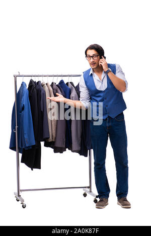 Die jungen Maßgeschneiderte isoliert auf weißem Stockfoto