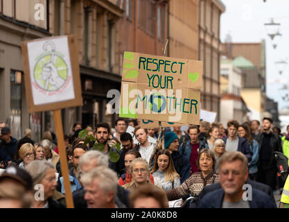 Stockholm, Schweden. 20. September, 2019. Schwedische Klima Aktivisten von Greta Thunberg Protest in Stockholm inspiriert Stockfoto