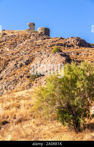 Das alte Schloss von Lambi, in Vigla, in Skala Eressos, Lesbos, Griechenland. Stockfoto