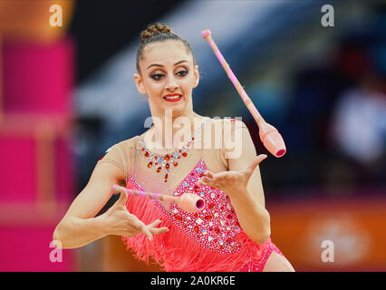 Baku, Aserbaidschan. 20 Sep, 2019. Boryana Kaleyn Bulgariens während der 37 Rhythmische Gymnastik Wm-Match zwischen und Tag 4 an der Nationalen Gymnastik Arena in Baku, Aserbaidschan. Ulrik Pedersen/CSM/Alamy leben Nachrichten Stockfoto