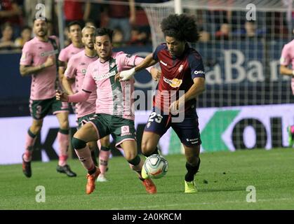 Pamplona, Spanien. 20 Sep, 2019. Campeonato de Liga de Futbol Liga Santander Pamplona, Estadio El Sadar. Partido disputado esta noche en Pamplona entre C.A. Osasuna y Real Betis, correspondiente a la Quinta jornada de La Liga Santander. Aridane Credit: CORDON PRESSE/Alamy leben Nachrichten Stockfoto