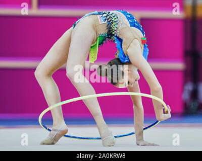 Baku, Aserbaidschan. 20 Sep, 2019. Anastasiia Salos von Belarus bei der 37Th Rhythmische Gymnastik Wm-Match zwischen und Tag 4 an der Nationalen Gymnastik Arena in Baku, Aserbaidschan. Ulrik Pedersen/CSM/Alamy leben Nachrichten Stockfoto