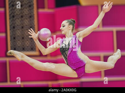 Baku, Aserbaidschan. 20 Sep, 2019. Boryana Kaleyn Bulgariens während der 37 Rhythmische Gymnastik Wm-Match zwischen und Tag 4 an der Nationalen Gymnastik Arena in Baku, Aserbaidschan. Ulrik Pedersen/CSM/Alamy leben Nachrichten Stockfoto