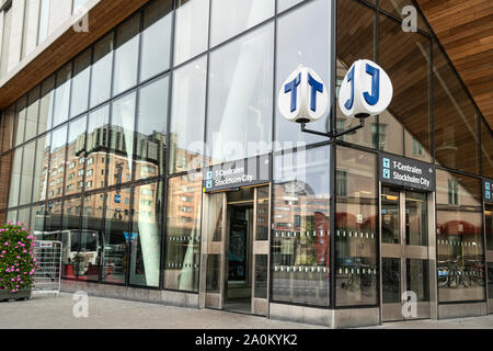 Stockholm, Schweden. September 2019. Die T-Centralen metro station Eingang Stockfoto