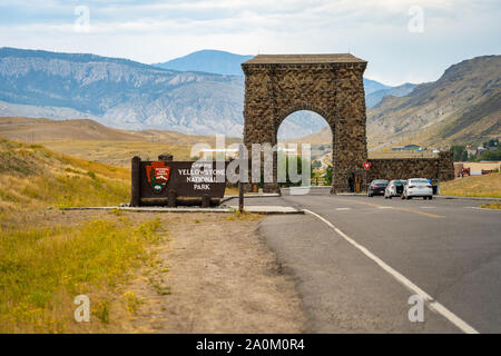 Yellowstone National Park, Wyoming, USA - Park exit Stockfoto