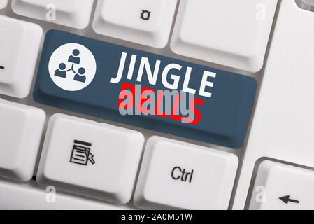 Text Zeichen angezeigt Jingle Bells. Business foto Präsentation bekanntesten traditionellen Weihnachtslied auf der ganzen Welt weiss PC-Tastatur mit leeren Hinweis Stockfoto