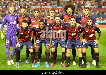 Pamplona, Spanien. 20 Sep, 2019. Das Team des CA Osasuna vor den spanischen Fußball der Liga Santander, Übereinstimmung zwischen CA Osasuna und Real Betis am Sadar Stadium, in Pamplona (Endstand; CA Osasuna 0:0 Real Betis) Credit: SOPA Images Limited/Alamy leben Nachrichten Stockfoto