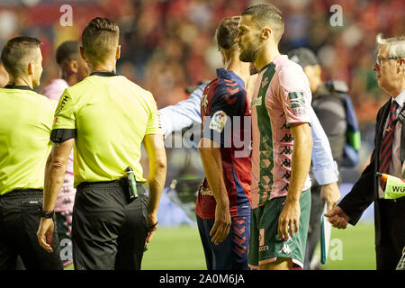 Pamplona, Spanien. 20 Sep, 2019. Alfonso Pedraza (Verteidiger; Real Betis) Nach dem spanischen Fußball der Liga Santander, Übereinstimmung zwischen CA Osasuna und Real Betis am Sadar Stadium, in Pamplona gesehen. (Endstand; CA Osasuna 0:0 Real Betis) Credit: SOPA Images Limited/Alamy leben Nachrichten Stockfoto