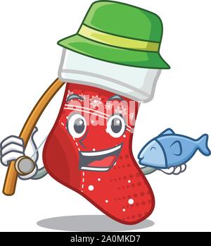 Angeln Weihnachtsstrumpf Charakter geformt in Cartoon Stock Vektor