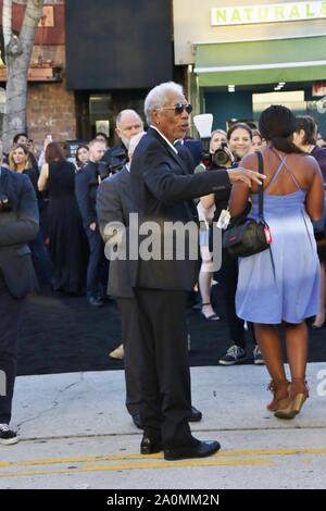 Morgan Freeman und Piper Perabo ankommen mit dem schwarzen Teppich für den 'Engel ist Gefallen" Premiere im Regency Theater Westwood CA August 20, 2019. Mit: Morgan Freeman Wo: Hollywood, California, United States Wann: 21 Aug 2019 Quelle: WENN.com Stockfoto